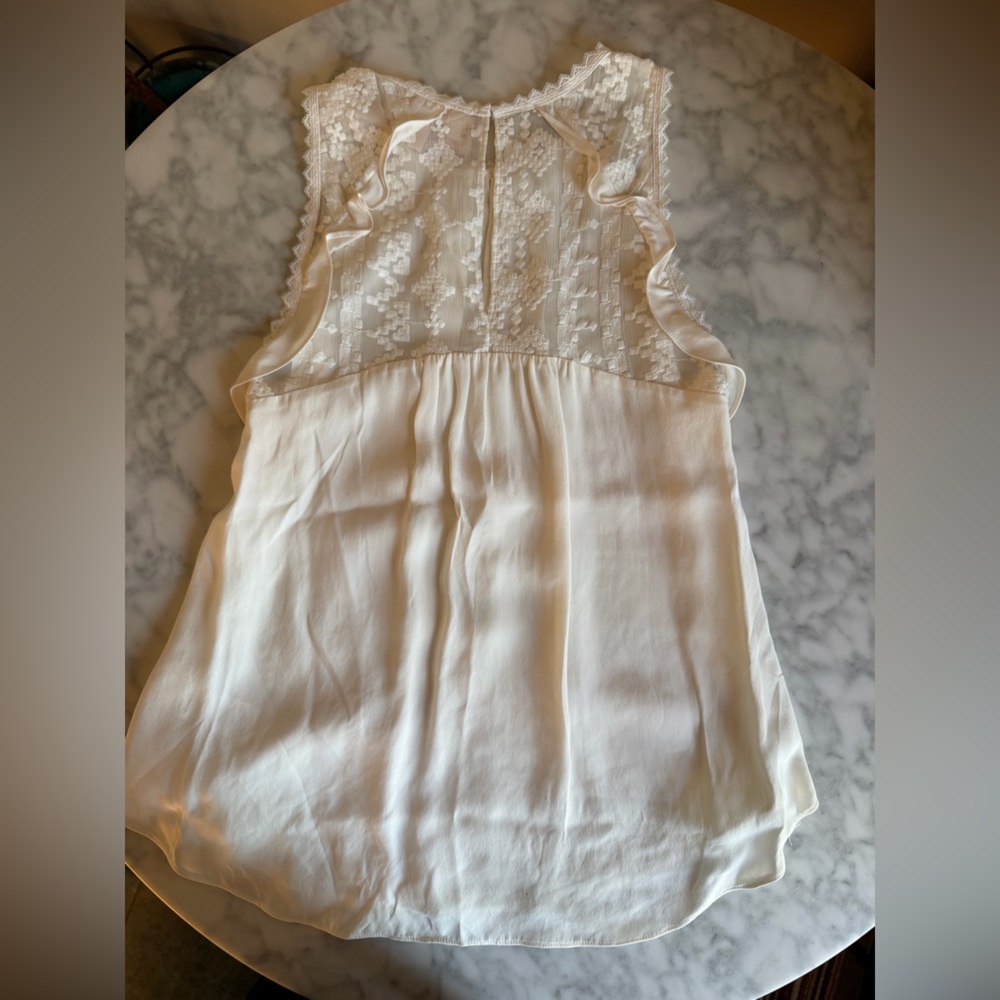Rebecca Taylor 100% Silk Ivory Lace-Trim Sleeveless Dainty Size 4 Fairy NWT - Picture 9 of 10